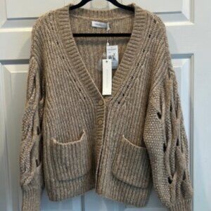 Jonathan Simkhai Cozy Beige Knit Cardigan Sweater